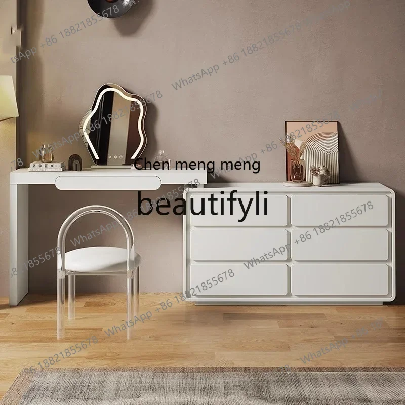 D178 Cream wind dresser chest integrated bedroom modern simple makeup table storage locker
D178 Cream wind dresser chest integrated bedroom modern simple makeup table storage locker