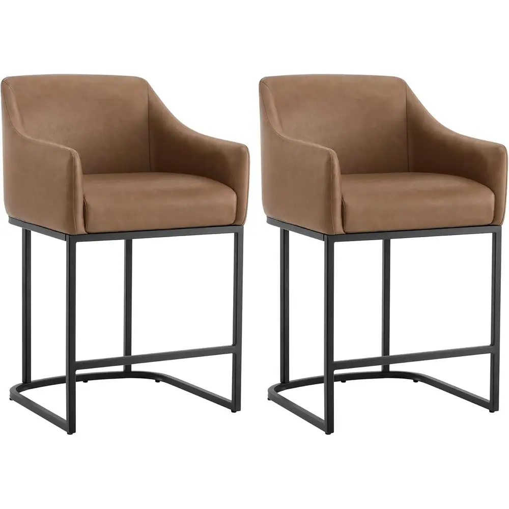 Комплект из 2 коричневых барных стульев из искусственной кожи со спинкой и подлокотниками, высота сиденья 24 дюйма, для кухонного острова
Комплект из 2 коричневых барных стульев из искусственной кожи со спинкой и подлокотниками, высота сиденья 24 дюйма, для кухонного острова