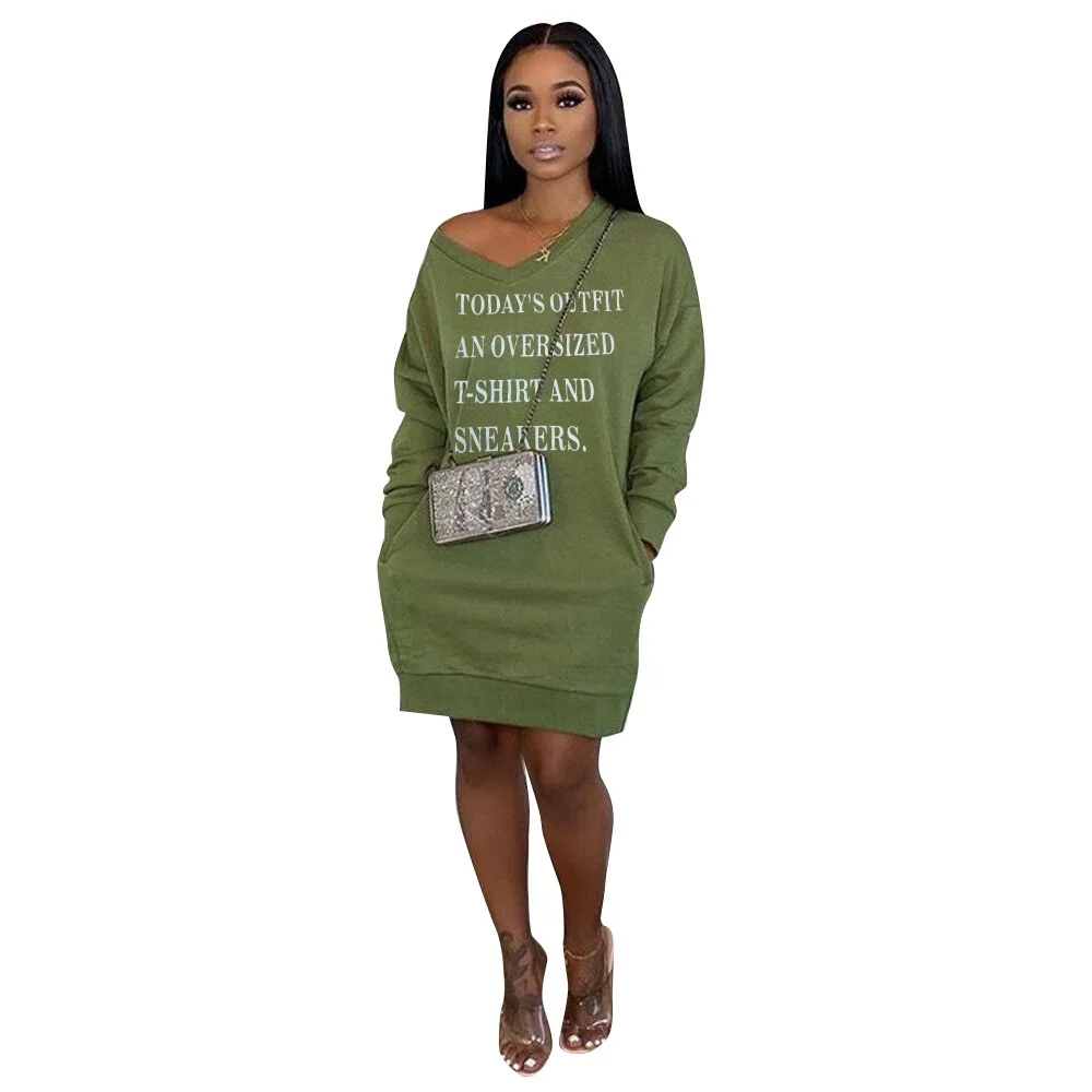New Autumn Winter Sweatshirt Dress F8247 Embroidered Letter Dress V-neck Ribbed Pocket Casual Style Women's Cotton Long Sleev...
New Autumn Winter Sweatshirt Dress F8247 Embroidered Letter Dress V-neck Ribbed Pocket Casual Style Women's Cotton Long Sleev...