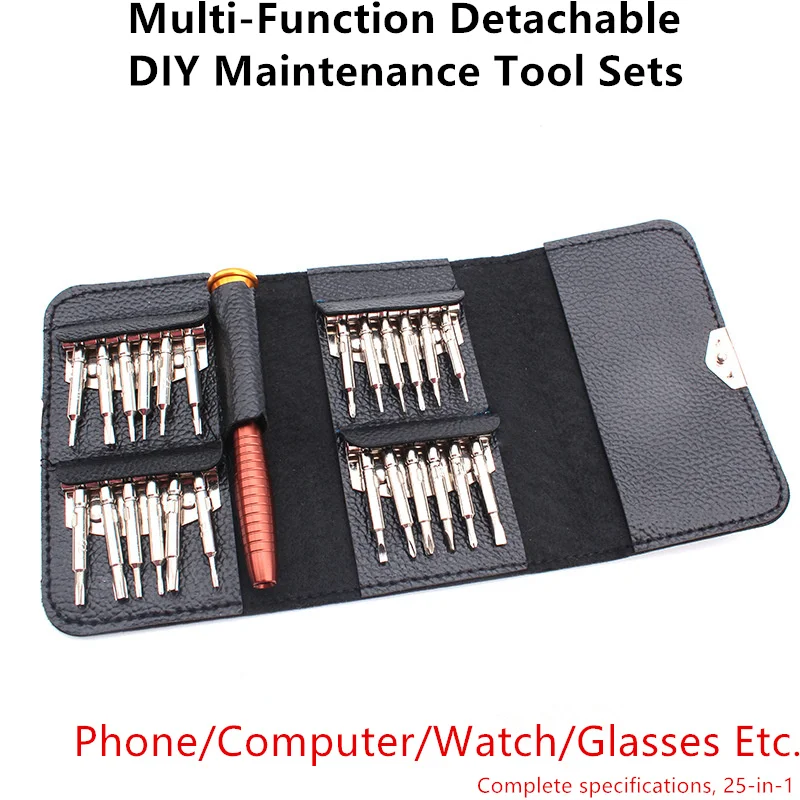 Multifunctional detachable 25-in-1 tool set for repairing mobile phones, computers, clocks and glasses 
Multifunctional detachable 25-in-1 tool set for repairing mobile phones, computers, clocks and glasses