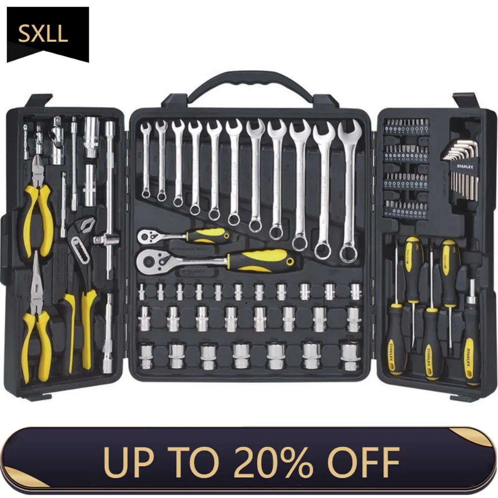 SXLL Suitable for 110-piece professional hand tool set with hard case, including cutter head blade ratchet steel and plastic ma
SXLL Suitable for 110-piece professional hand tool set with hard case, including cutter head blade ratchet steel and plastic ma