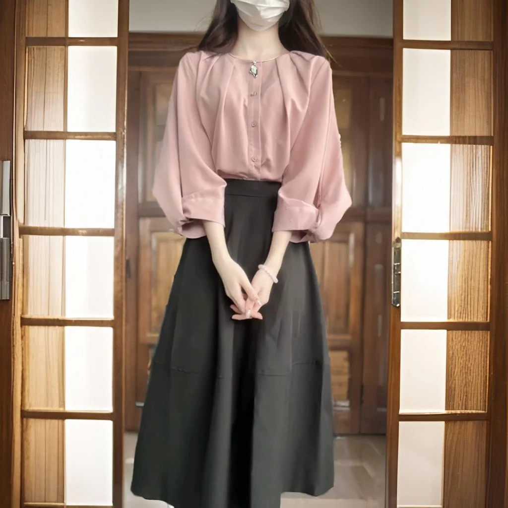 New Summer Elegant Two Piece Sets Women Fashion O-neck Half Sleeve Pink Shirt + High Waist A-line Pleated Skirt Casual Outfits
New Summer Elegant Two Piece Sets Women Fashion O-neck Half Sleeve Pink Shirt + High Waist A-line Pleated Skirt Casual Outfits