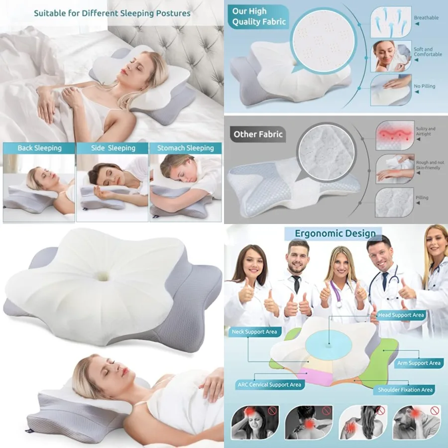 Cervical Pillow for Neck and Shoulder, Contour Memory Foam Pillow, Ergonomic Neck Support Pillow for Side Back Stomach Sleepers
Cervical Pillow for Neck and Shoulder, Contour Memory Foam Pillow, Ergonomic Neck Support Pillow for Side Back Stomach Sleepers