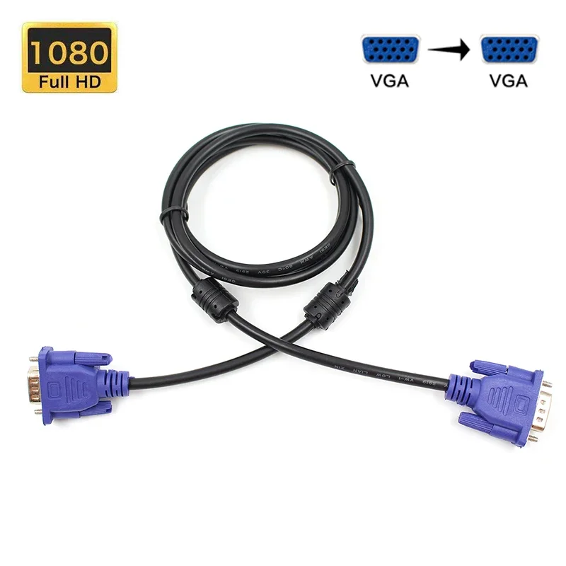 15pin VGA Cable Converter Male to Male 1.5M 1080P VGA Adapter Line for HDTV PC Laptop TV Box Projector Monitor VGA Cord
15pin VGA Cable Converter Male to Male 1.5M 1080P VGA Adapter Line for HDTV PC Laptop TV Box Projector Monitor VGA Cord