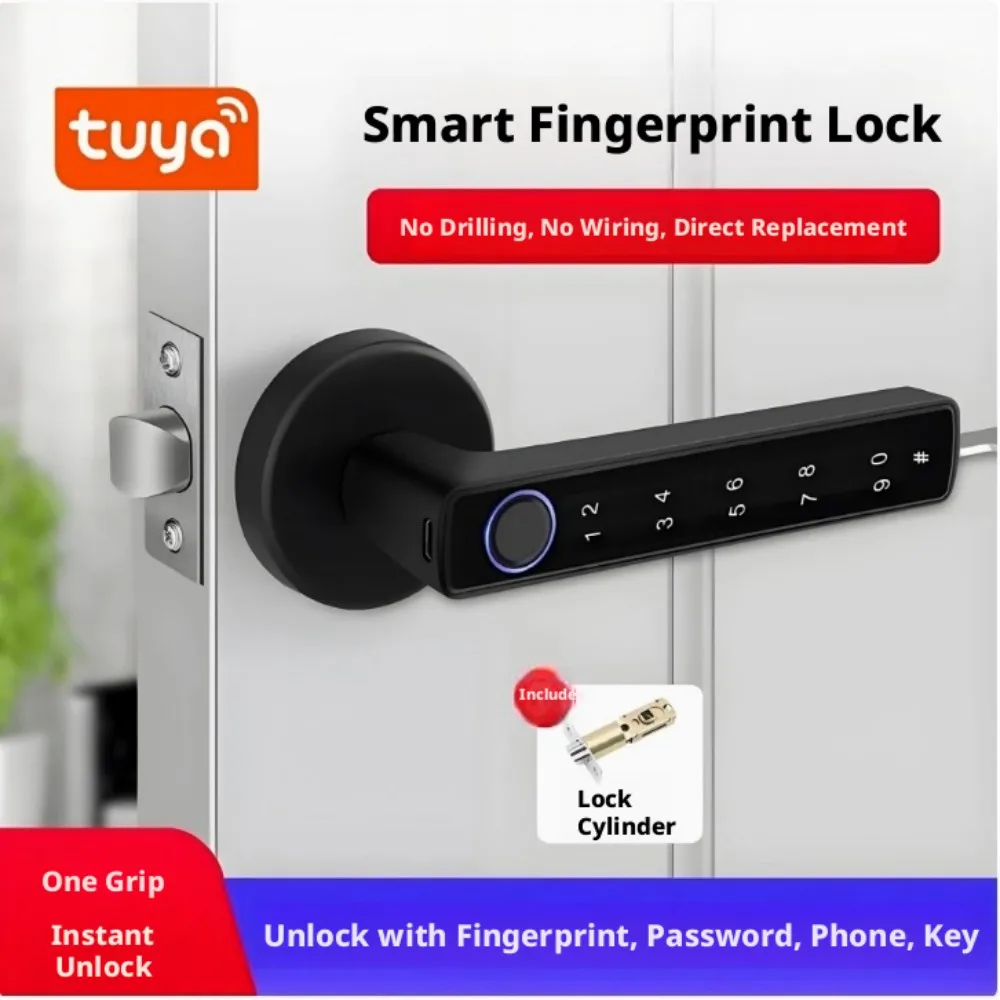 Tuya Bluetooth Biometric Electronic Lock Smart Fingerprint Password App Unlock Intelligent Door Handle Lock Home Security
Tuya Bluetooth Biometric Electronic Lock Smart Fingerprint Password App Unlock Intelligent Door Handle Lock Home Security