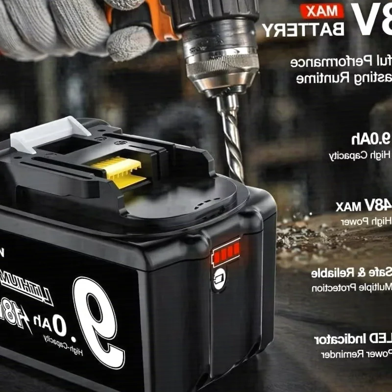 BL1860 18V 9000mAh Lithium Battery Replacement Upgrade For Makita Cordless Tools 18650 Cell With Optional Charger
BL1860 18V 9000mAh Lithium Battery Replacement Upgrade For Makita Cordless Tools 18650 Cell With Optional Charger