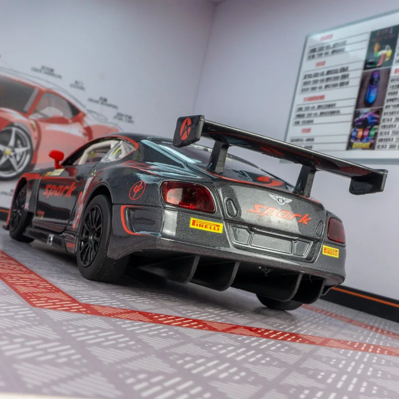 CCA 1:24 simulation Bentley Continental GT3 alloy car model doors and hood can be opened has sound and lighting functions
CCA 1:24 simulation Bentley Continental GT3 alloy car model doors and hood can be opened has sound and lighting functions