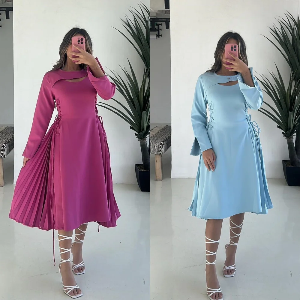 Customized Evening Jersey Draped Pleat Engagement A-line O-Neck Bespoke Occasion Gown Knee Length Dresses Saudi Arabia
Customized Evening Jersey Draped Pleat Engagement A-line O-Neck Bespoke Occasion Gown Knee Length Dresses Saudi Arabia