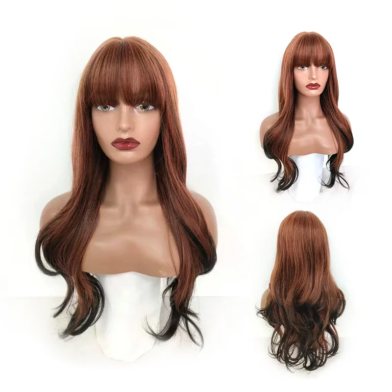 Medium and long fashionable bangs gradually colored wig natural simulation wig supply
Medium and long fashionable bangs gradually colored wig natural simulation wig supply