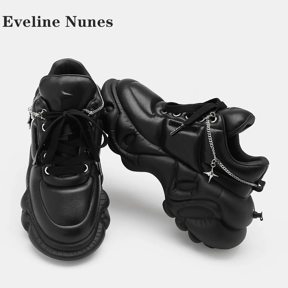 Star Metal Chain Decoration Black Pumps Round Toe Thick Sole Lace Up Solid Casual Chunky Sneakers Sweet Cool Style Running Shoes
Star Metal Chain Decoration Black Pumps Round Toe Thick Sole Lace Up Solid Casual Chunky Sneakers Sweet Cool Style Running Shoes
