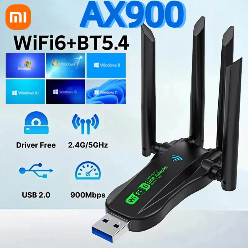 Xiaomi 900 Мбит/с Wi-Fi USB-адаптер двухдиапазонный 2,4G/5Ghz Bluetooth 5,4 Wi-Fi ключ AX900 4-антенный беспроводной приемник для ноутбука/ПК
Xiaomi 900 Мбит/с Wi-Fi USB-адаптер двухдиапазонный 2,4G/5Ghz Bluetooth 5,4 Wi-Fi ключ AX900 4-антенный беспроводной приемник для ноутбука/ПК