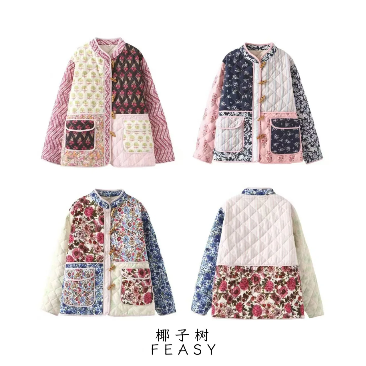 Women's Cotton-Padded Jacket Coat Autumn Winter Street Fashion Print Stitching European American Style by
Women's Cotton-Padded Jacket Coat Autumn Winter Street Fashion Print Stitching European American Style by