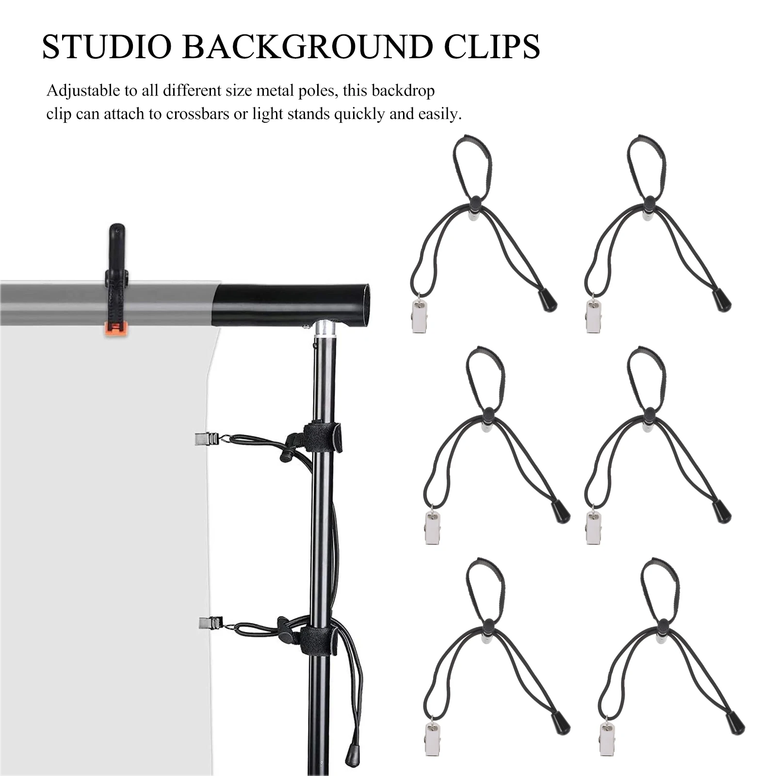 12pcs Background Cloth Clips Studio Nylon Strong Utility Backdrop Clamps Adjustable Elastic Bands For Photography Stand
12pcs Background Cloth Clips Studio Nylon Strong Utility Backdrop Clamps Adjustable Elastic Bands For Photography Stand
