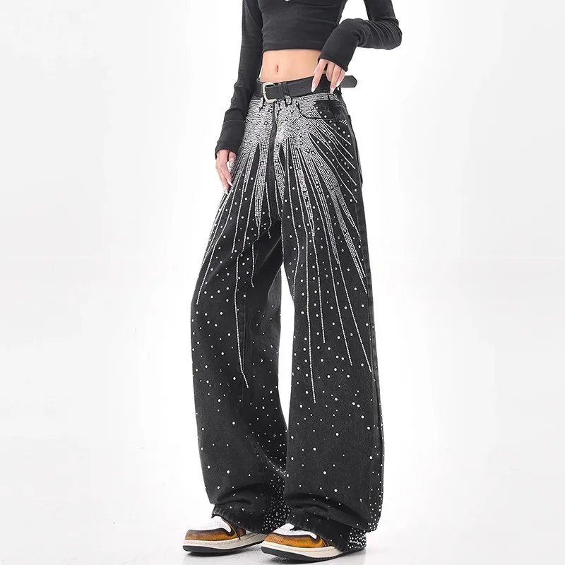 Мешковатые джинсы со стразами для женщин, уличная одежда, однотонные повседневные джинсовые брюки, свободные брюки
Мешковатые джинсы со стразами для женщин, уличная одежда, однотонные повседневные джинсовые брюки, свободные брюки