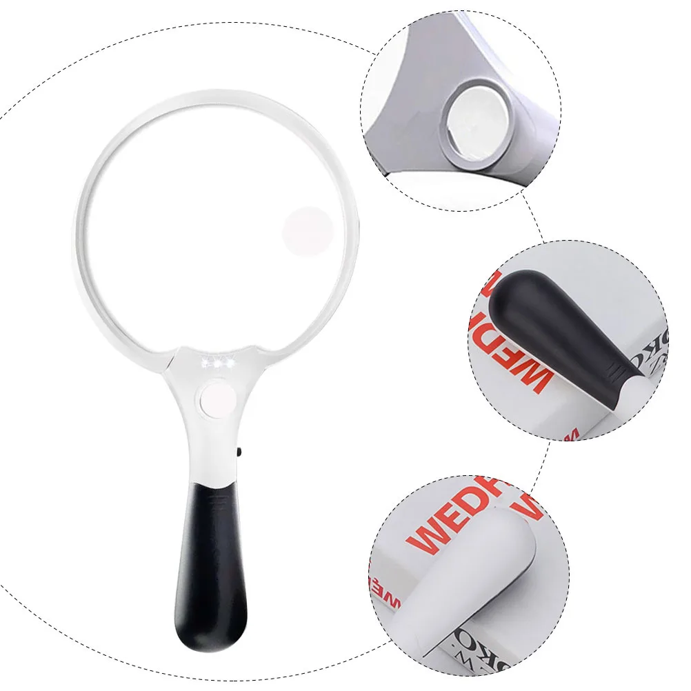 Handheld Magnifying Glass 1Pcs LED Light Science Exploration Jewelry Coins Crafts Easy to Grip Handheld Magnifier
