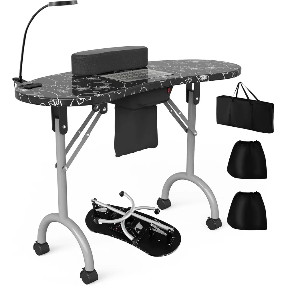 Manicure Table Portable Nail Table Desk with LED Nail Lamp, Elctric Dust Collector, Wrist Rest, Lockable Wheels
Manicure Table Portable Nail Table Desk with LED Nail Lamp, Elctric Dust Collector, Wrist Rest, Lockable Wheels