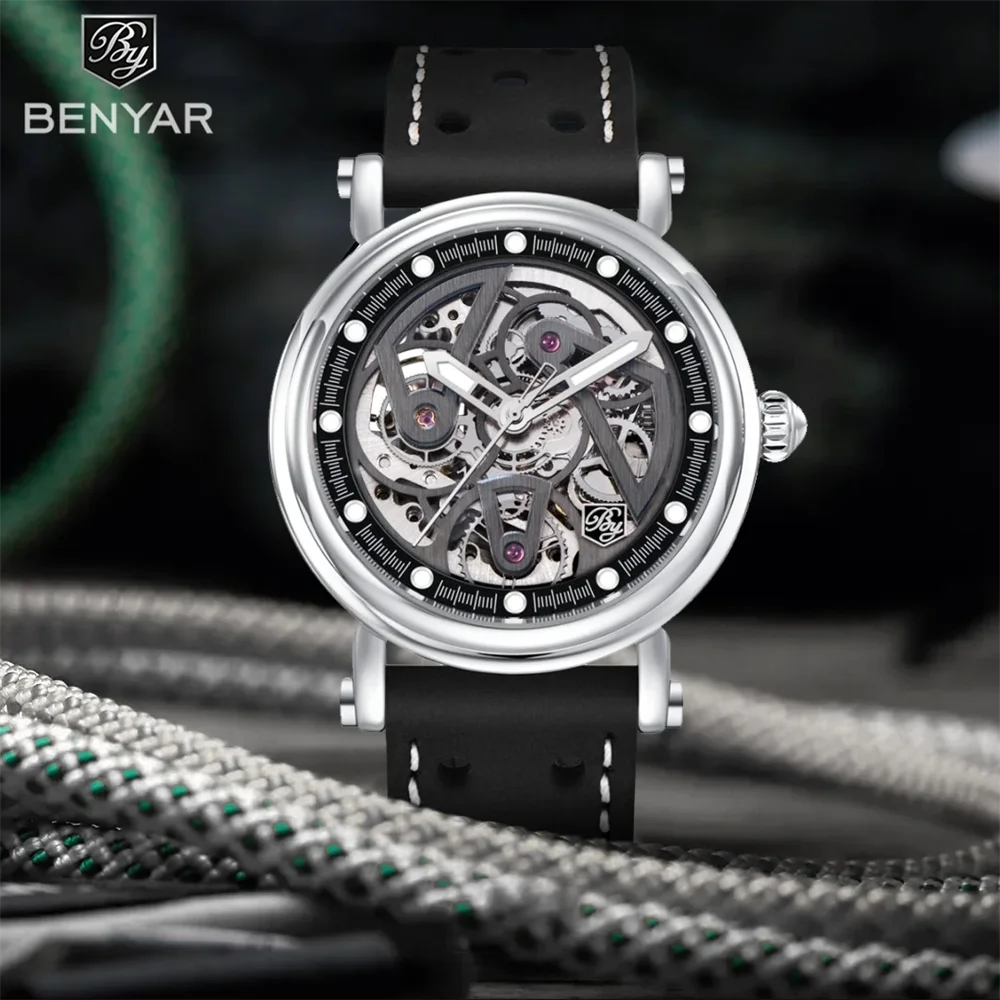 BENYAR 5202 New Top Brand Luxury Automatic Mechanical Men's Watch Retro Hollow Design Dial Leather Strap Waterproof Night Light
BENYAR 5202 New Top Brand Luxury Automatic Mechanical Men's Watch Retro Hollow Design Dial Leather Strap Waterproof Night Light