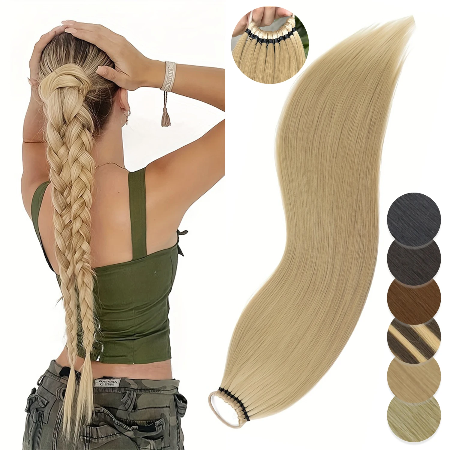 Synthetic 24Inch Long Straight Ponytail With Elastic Band Wrap Aroun Ponytail Extension Heat Resistant Pony Tail For Women
Synthetic 24Inch Long Straight Ponytail With Elastic Band Wrap Aroun Ponytail Extension Heat Resistant Pony Tail For Women