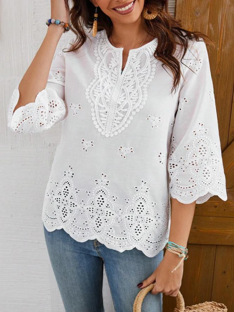 New Summer Women's Fashionable Lace Shirt,Long Sleeve Shirt Woman,Summer Tops,Blouses Woman,Women's Clothing,Casual Tops
New Summer Women's Fashionable Lace Shirt,Long Sleeve Shirt Woman,Summer Tops,Blouses Woman,Women's Clothing,Casual Tops