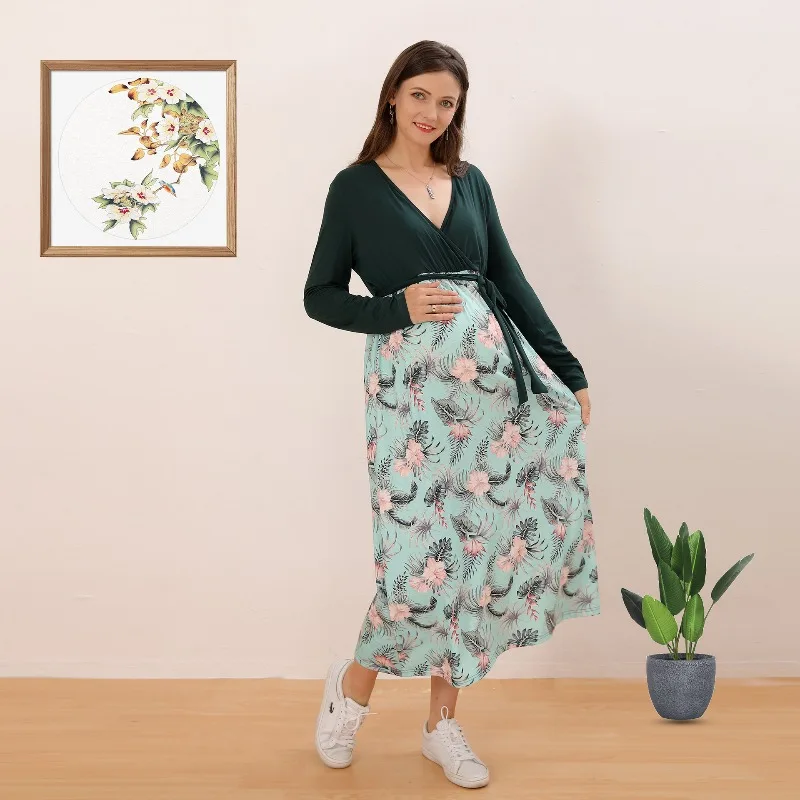 Простая одежда для беременных с длинными рукавами и v-образным вырезом с натуральным принтом, одежда для беременных, свободная и удобная длинная юбка
Простая одежда для беременных с длинными рукавами и v-образным вырезом с натуральным принтом, одежда для беременных, свободная и удобная длинная юбка