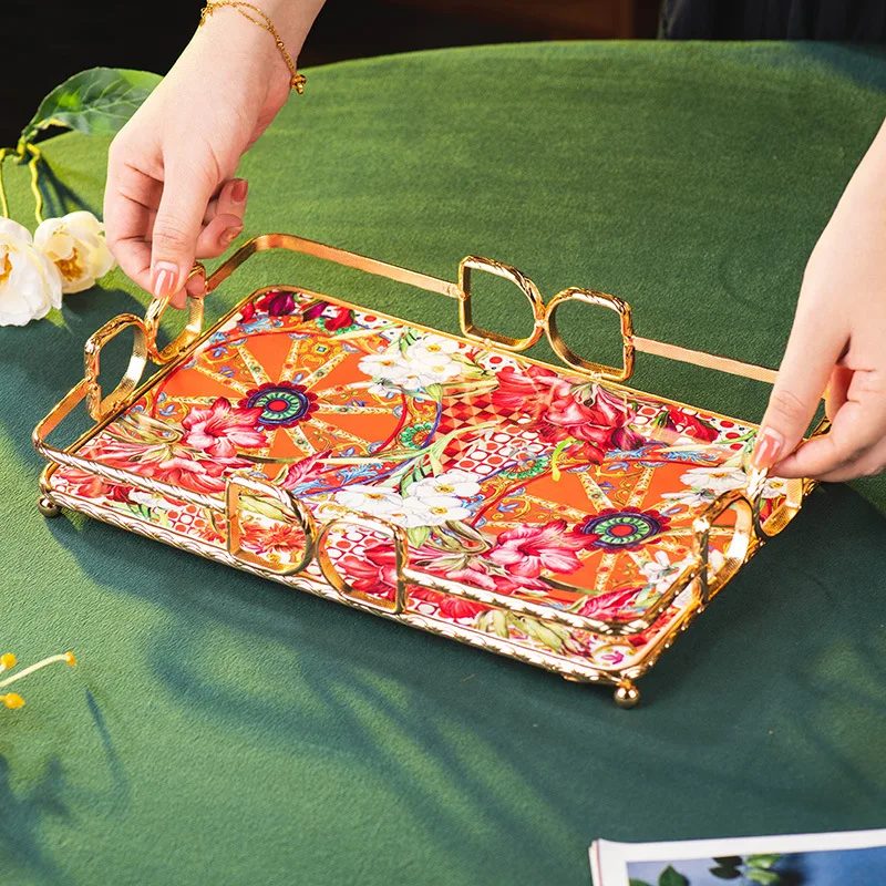 Flower tray ceramic tea set rectangular tea tray household high value iron frame tea tray storage plate
Flower tray ceramic tea set rectangular tea tray household high value iron frame tea tray storage plate