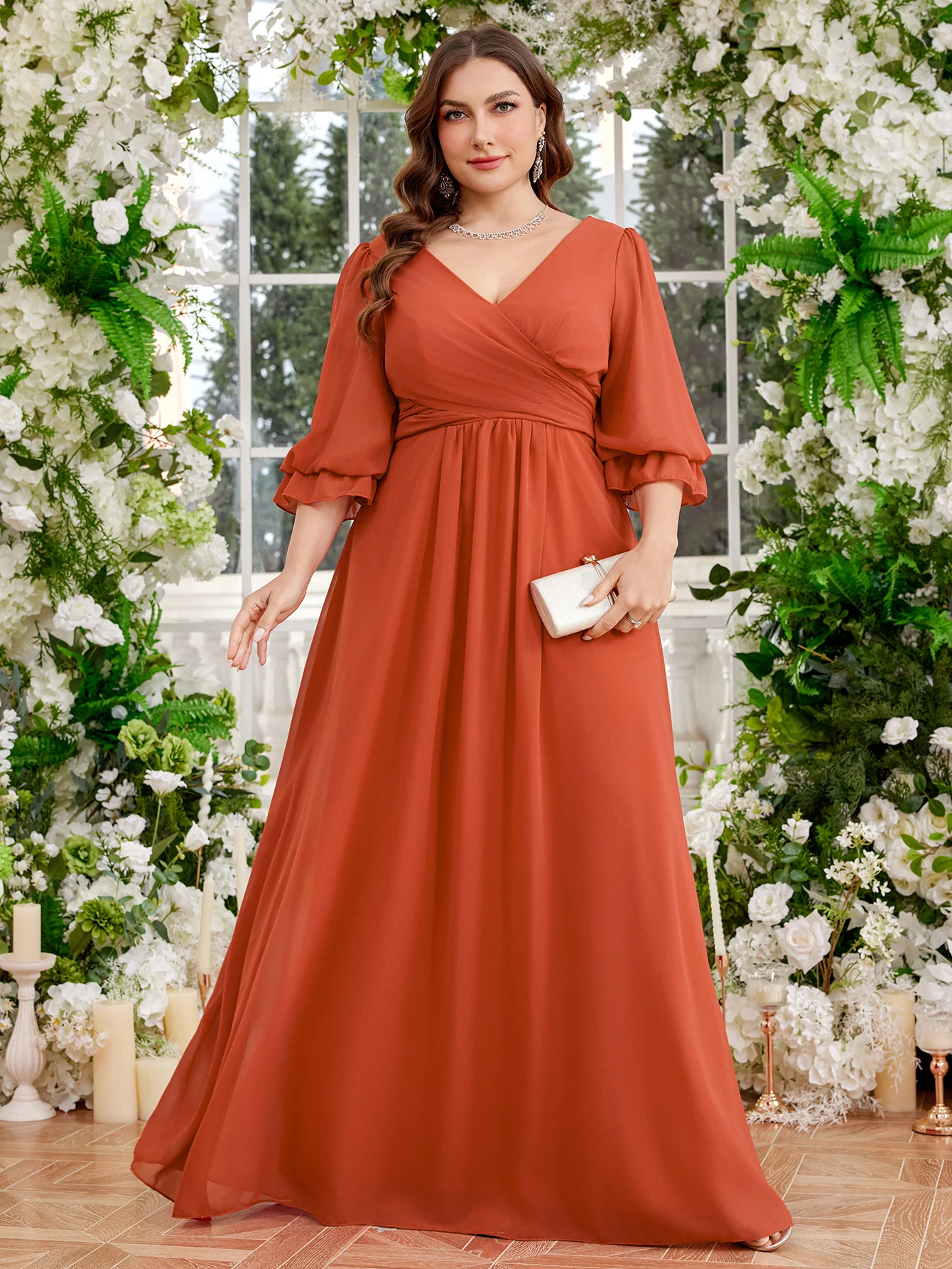 UNITHORSE Plus Size V-Neck Crossed Waist Gown for Bridesmaids
UNITHORSE Plus Size V-Neck Crossed Waist Gown for Bridesmaids