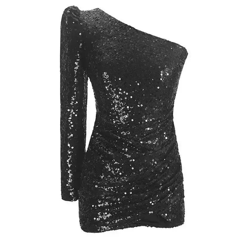 Women's New Style 2022 Spring Fashion Sequin One Shoulder Long Sleeve Hip Wrap Dress 2025 Summer Dress Robe Vestido Women
Women's New Style 2022 Spring Fashion Sequin One Shoulder Long Sleeve Hip Wrap Dress 2025 Summer Dress Robe Vestido Women