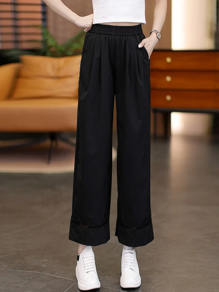 Casual Ice Silk Quick Dry Nine-Foot Wide Leg Pants Women Summer Thin Loose High Waist Drapey Hollow Splice Straight Leg Pants
Casual Ice Silk Quick Dry Nine-Foot Wide Leg Pants Women Summer Thin Loose High Waist Drapey Hollow Splice Straight Leg Pants