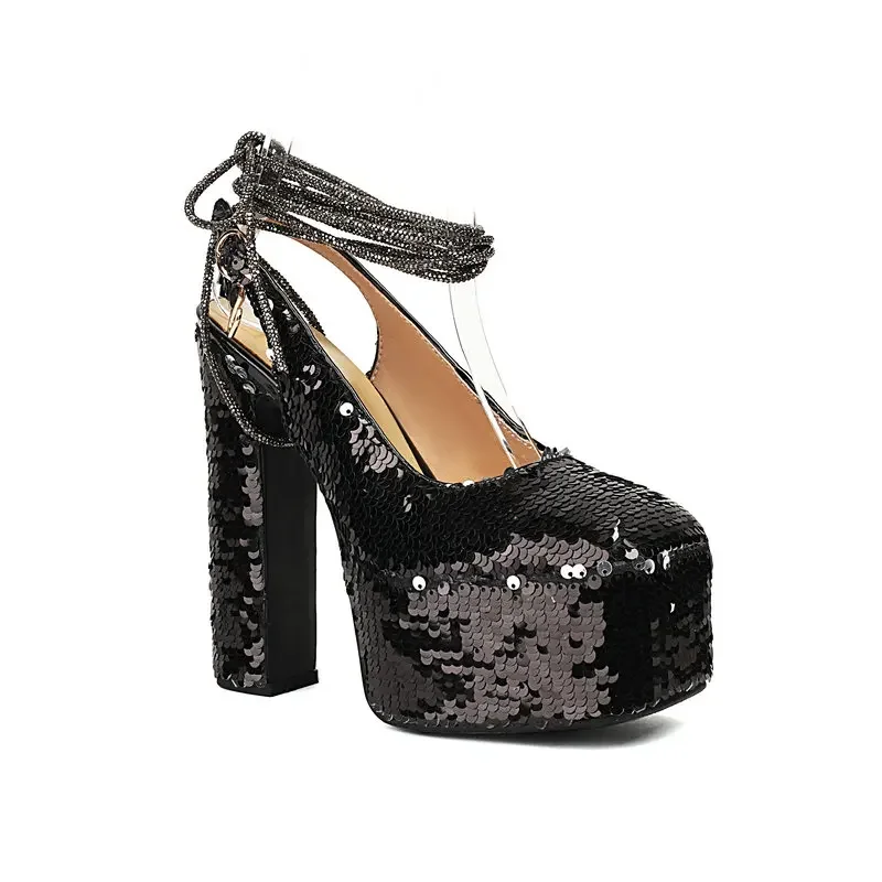 Genuine Leather Insole Sequins Glitter Bling Shiny Party Summer Shoes Platform Slingbacks Block High Heels Gladiator Sandals
Genuine Leather Insole Sequins Glitter Bling Shiny Party Summer Shoes Platform Slingbacks Block High Heels Gladiator Sandals