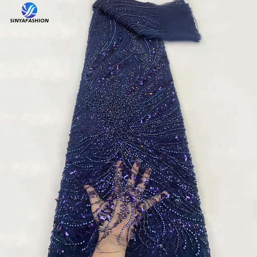 Sinya Navy Blue African Lace Fabric 2024 High Quality Bridal Wedding Lace Long Sequins Embroidery Luxury Beaded Fabric For Dress
Sinya Navy Blue African Lace Fabric 2024 High Quality Bridal Wedding Lace Long Sequins Embroidery Luxury Beaded Fabric For Dress