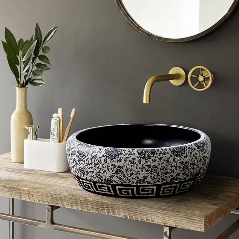 Blue and white Jingdezhen ceramic sink wash basin Ceramic Counter Top Wash Basin Bathroom Sinks sink round
Blue and white Jingdezhen ceramic sink wash basin Ceramic Counter Top Wash Basin Bathroom Sinks sink round
