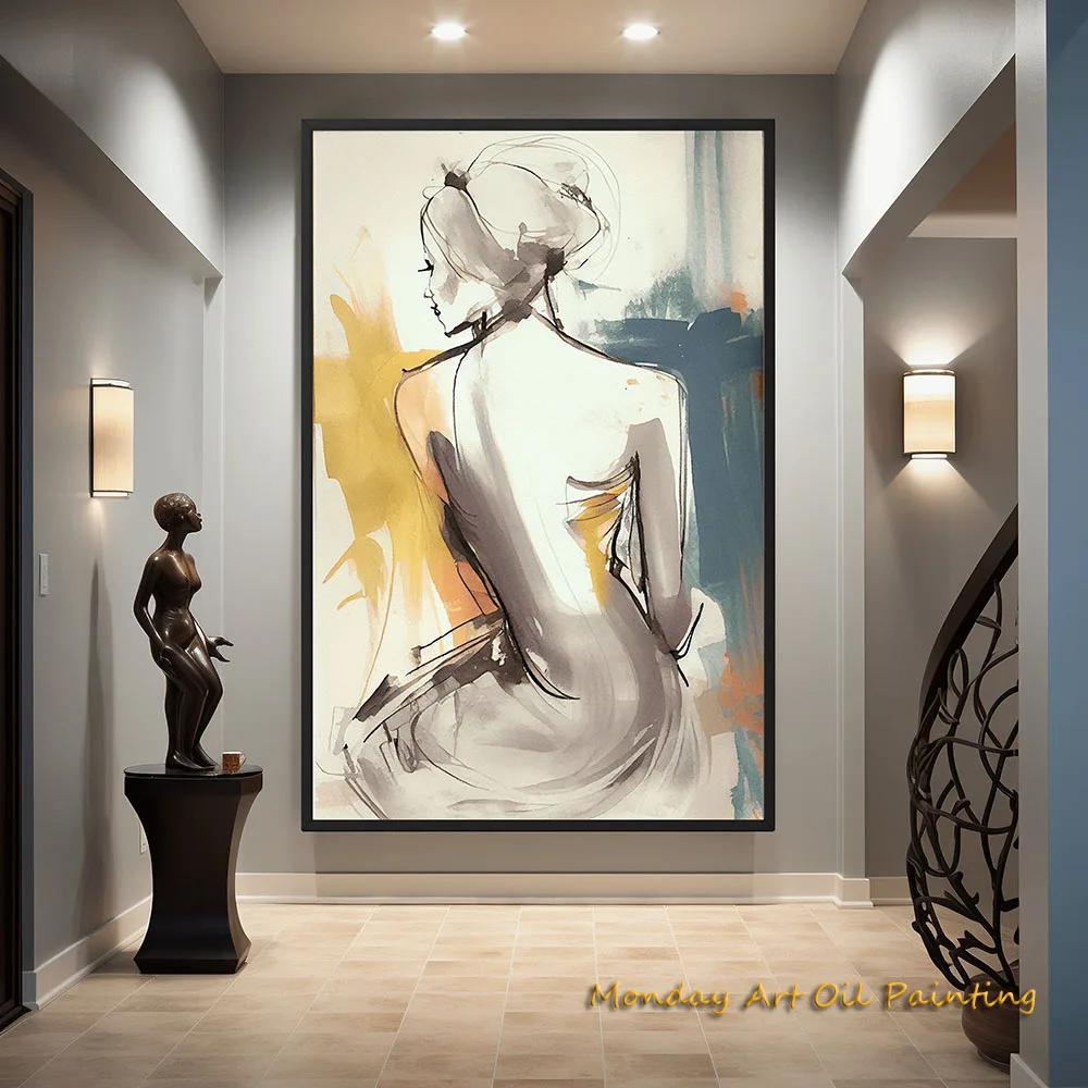 Hand Painted Abstract Figure Oil Painting Woman Line Drawing Art Feminist Wall Art Female Body Fedex Shipping Cost
Hand Painted Abstract Figure Oil Painting Woman Line Drawing Art Feminist Wall Art Female Body Fedex Shipping Cost