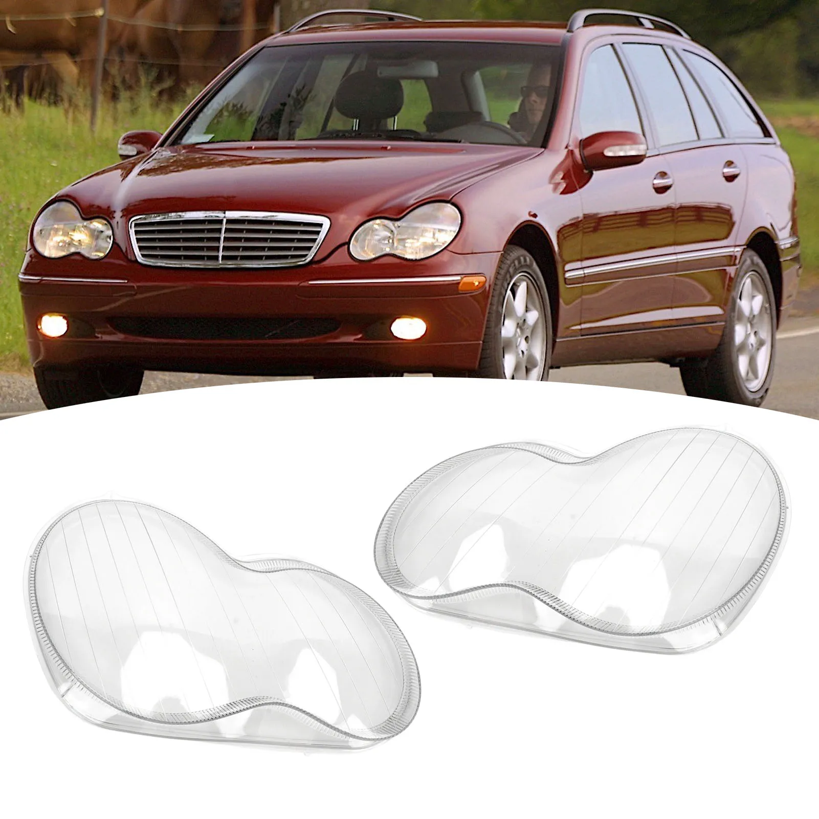 Headlight Lens Cover Transparent Front Headlight Lens Cover 1Pair Rugged UV Resistant High Visibility for W203 C-Class
Headlight Lens Cover Transparent Front Headlight Lens Cover 1Pair Rugged UV Resistant High Visibility for W203 C-Class
