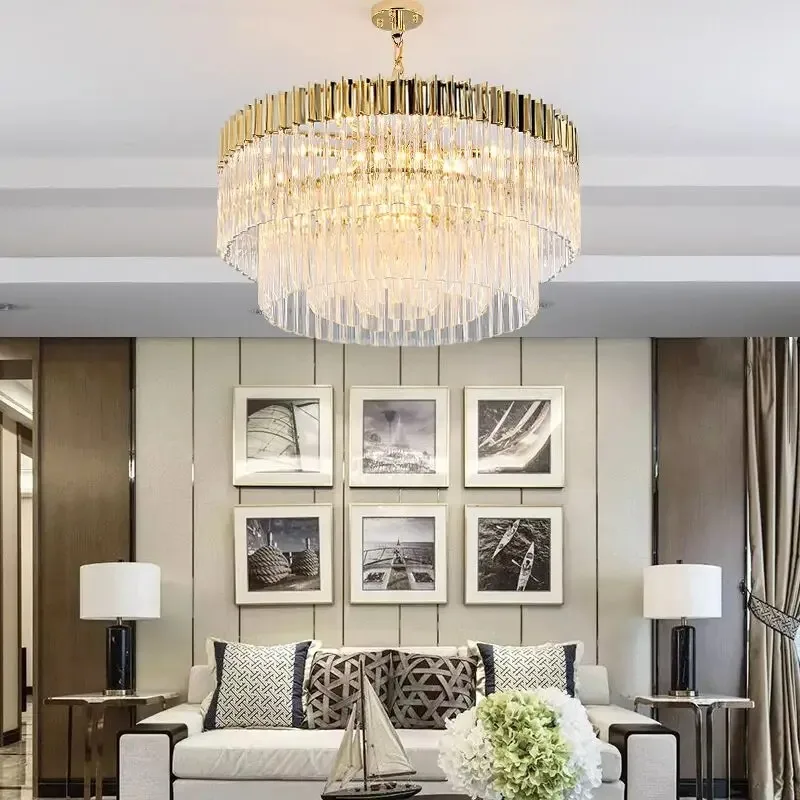 Modern Hotel Hall Luxury K9 Crystal Pendant Led Lights Round Plate Shiny Gold Steel Lustre Pendant Lamps Living Room Decoration
Modern Hotel Hall Luxury K9 Crystal Pendant Led Lights Round Plate Shiny Gold Steel Lustre Pendant Lamps Living Room Decoration