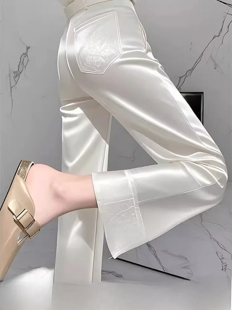 High Waist Straight Leg Satin Pants Women's Spring Summer Loose Fit White Casual Trousers Korean Sle Commute Faion
High Waist Straight Leg Satin Pants Women's Spring Summer Loose Fit White Casual Trousers Korean Sle Commute Faion