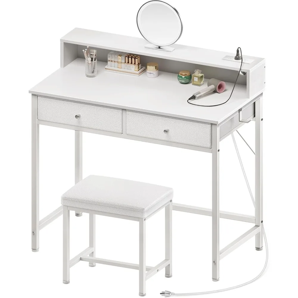 Makeup Vanity with Drawers and Charging Station, Small Desk with Storage for Bedroom, Simple Home Office White Vanity Desk
Makeup Vanity with Drawers and Charging Station, Small Desk with Storage for Bedroom, Simple Home Office White Vanity Desk