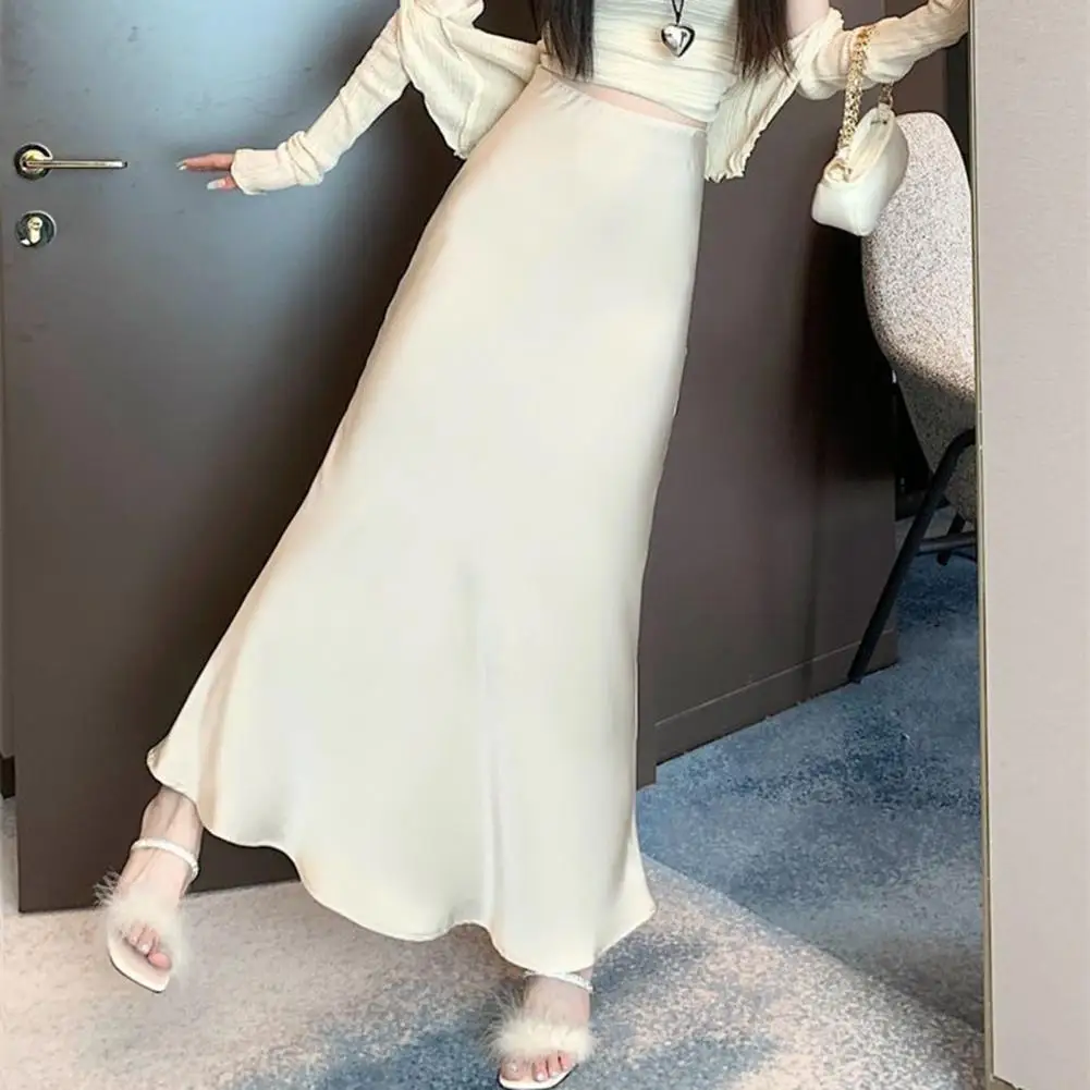 Satin-like Skirt Loose Cut Skirt Elegant Women's Fishtail Skirt High Waist A-line Long in Solid Color Figure-flattering for All
Satin-like Skirt Loose Cut Skirt Elegant Women's Fishtail Skirt High Waist A-line Long in Solid Color Figure-flattering for All