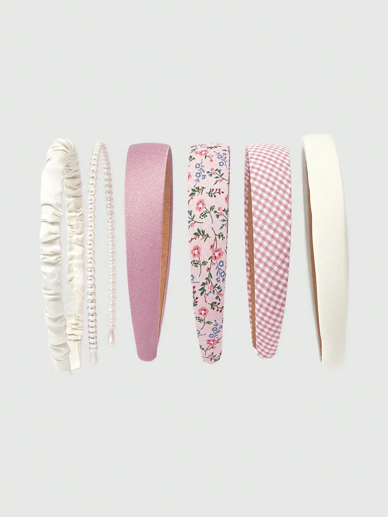 5-Piece Set Pastel Pink Floral Gingham Pearl & Satin Headbands For Women, Sweet Spring Hair Accessories Gift
5-Piece Set Pastel Pink Floral Gingham Pearl & Satin Headbands For Women, Sweet Spring Hair Accessories Gift