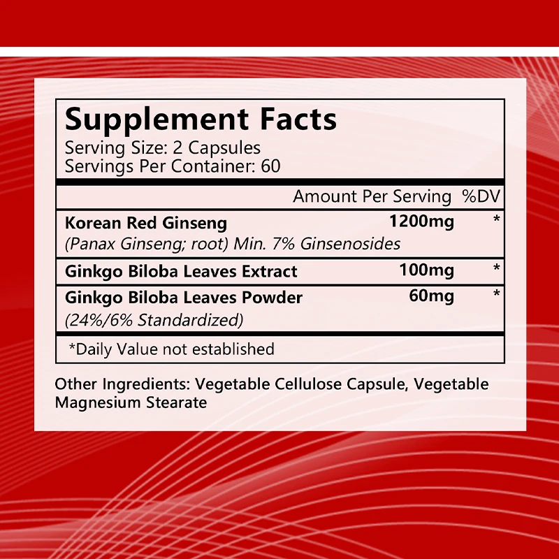 Ginseng + Ginkgo Biloba - Supports Brain Cognitive Function, Enhances Thinking Clarity, Improves Memory and Concentration
Ginseng + Ginkgo Biloba - Supports Brain Cognitive Function, Enhances Thinking Clarity, Improves Memory and Concentration