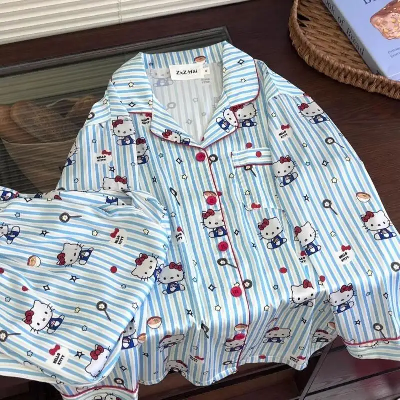 Женские пижамные комплекты для сна Hello Kitty, весенне-осенняя ночная рубашка с героями мультфильмов Cuteore, брюки с длинными рукавами, одежда для сна, хлопковая домашняя одежда, новинка
Женские пижамные комплекты для сна Hello Kitty, весенне-осенняя ночная рубашка с героями мультфильмов Cuteore, брюки с длинными рукавами, одежда для сна, хлопковая домашняя одежда, новинка