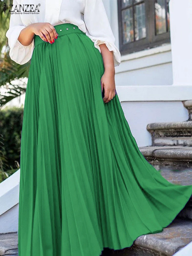 ZANZEA Women Pleated Skirts Elegant A-Line Maxi Overskirts 2025 Summer Elastic Waist Big Swing Casual Belt Office Work Bottoms
ZANZEA Women Pleated Skirts Elegant A-Line Maxi Overskirts 2025 Summer Elastic Waist Big Swing Casual Belt Office Work Bottoms