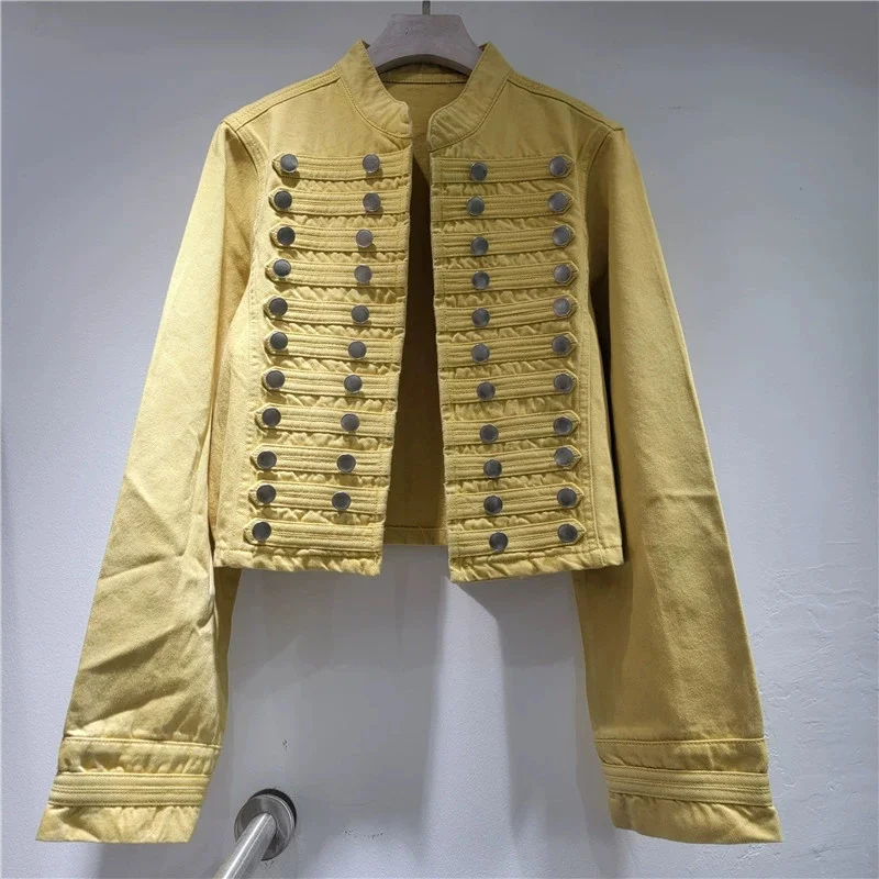 Streetwear Fashion Multi-Row Button Decoration Short Denim Jacket Women Spring Autumn New Stand Collar Long Sleeve Jean Jackets
Streetwear Fashion Multi-Row Button Decoration Short Denim Jacket Women Spring Autumn New Stand Collar Long Sleeve Jean Jackets