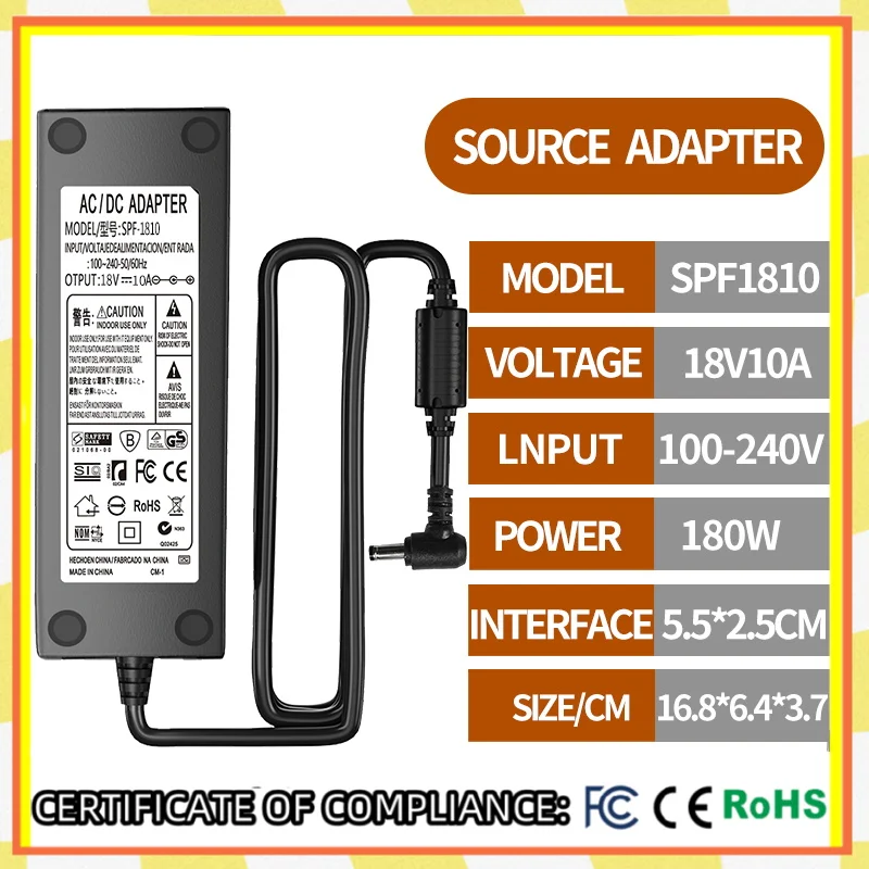 1PCS AC100-240V DC SPF-1810 18V10A power adapter Suitable for LED light strips, lights, cameras
1PCS AC100-240V DC SPF-1810 18V10A power adapter Suitable for LED light strips, lights, cameras