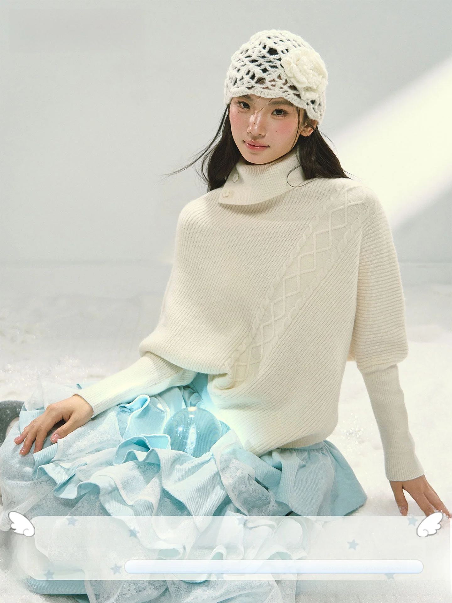 Loose Batwing Sleeve Knitted Sweater Narratorgirls Mink Beige Twisted Asymmetrical Hem Collar Long Sleeve High Neck Warm Winter
Loose Batwing Sleeve Knitted Sweater Narratorgirls Mink Beige Twisted Asymmetrical Hem Collar Long Sleeve High Neck Warm Winter