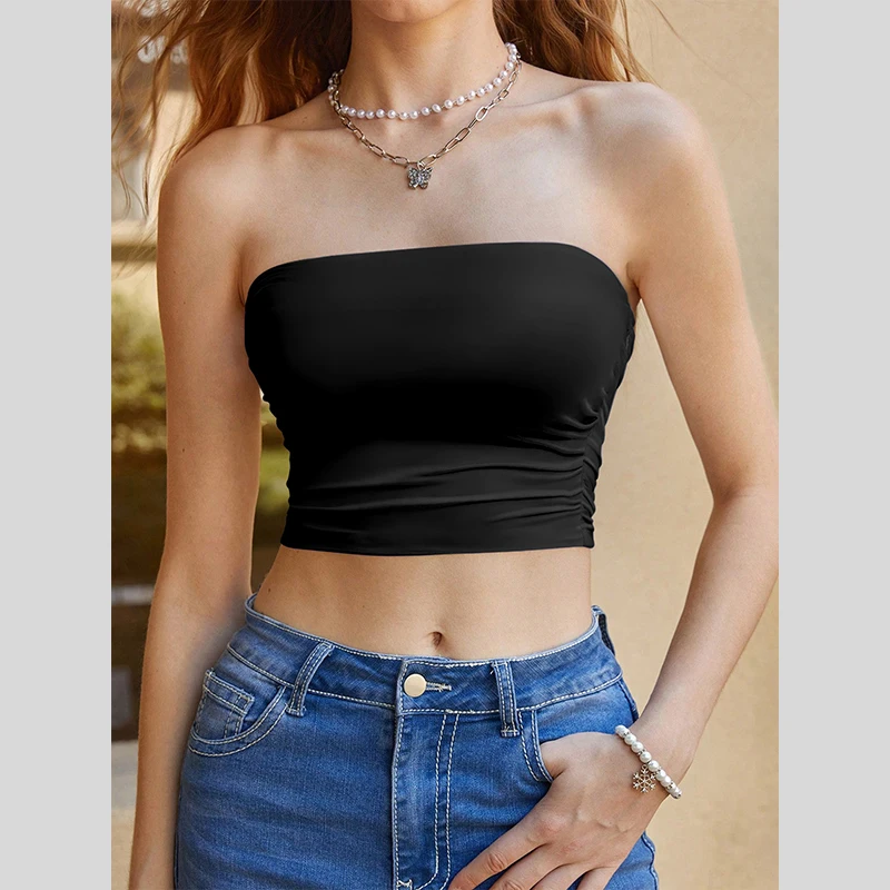Summer Ladies Fashion Short Tops Tight Short Tops Sexy Solid Colour Strapless Tank Top
Summer Ladies Fashion Short Tops Tight Short Tops Sexy Solid Colour Strapless Tank Top