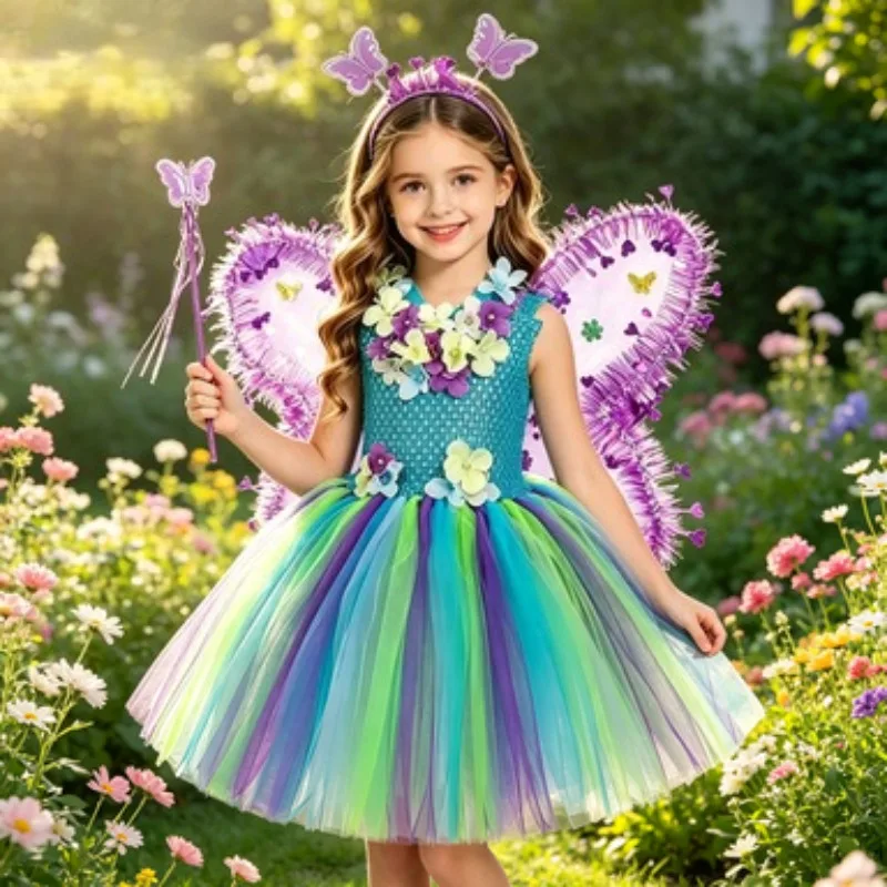 Exquisite Girls' Jungle-themed Tulle Dress, Princess-style Kids Outfit with Butterfly Wings, Halloween Party & Stage Costume Set
Exquisite Girls' Jungle-themed Tulle Dress, Princess-style Kids Outfit with Butterfly Wings, Halloween Party & Stage Costume Set