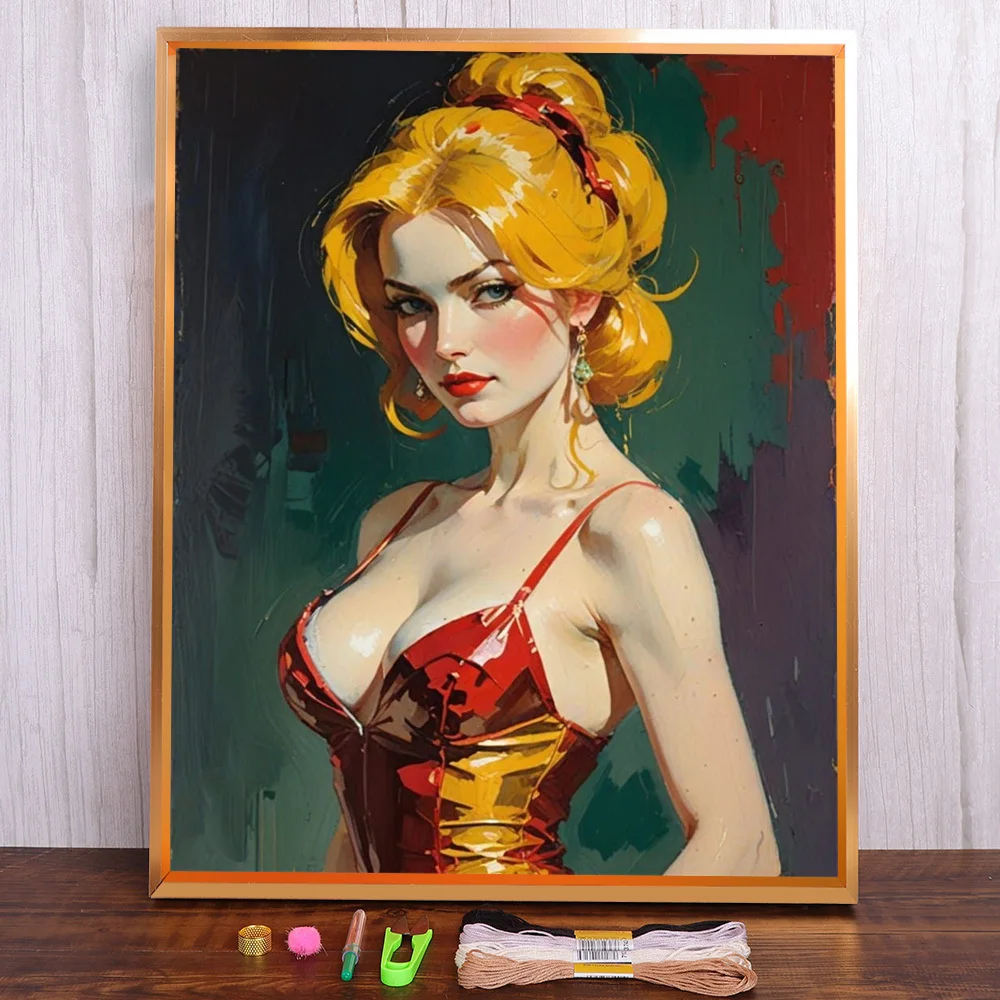 Portrait Women Printed 11CT Cross-Stitch Embroidery Full Kit DMC Threads Craft Hobby Knitting Sewing Floss Needle Room Decor
Portrait Women Printed 11CT Cross-Stitch Embroidery Full Kit DMC Threads Craft Hobby Knitting Sewing Floss Needle Room Decor