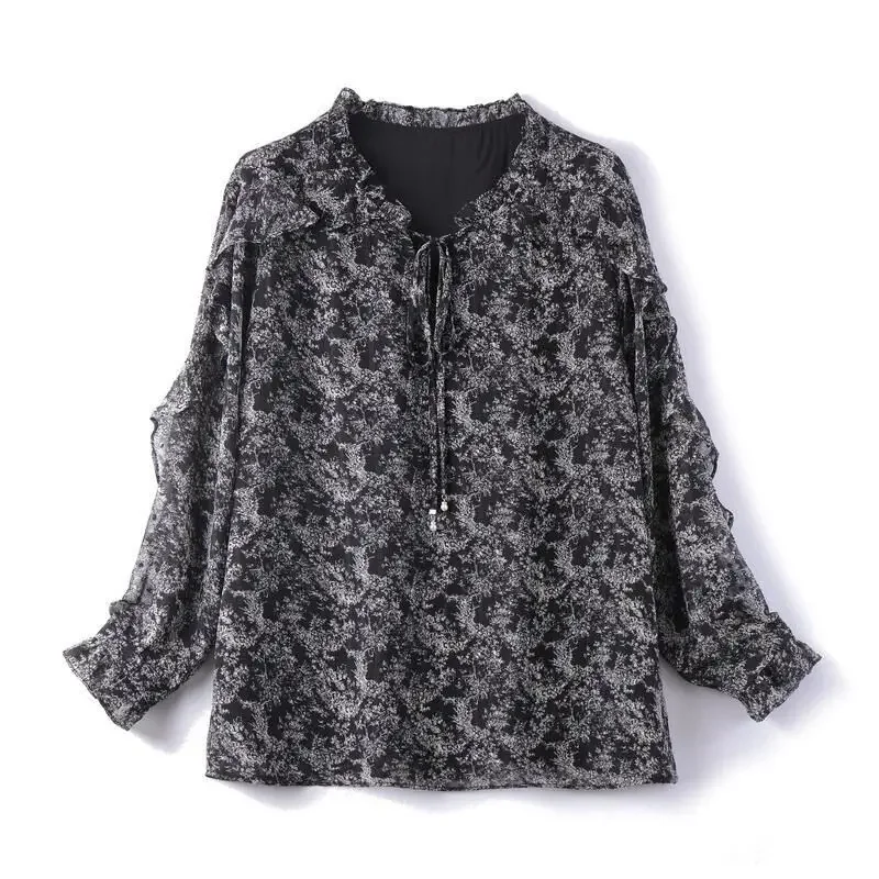 Свободная и стильная маленькая рубашка для похудения и топ Ee с рюшами Черная женская шифоновая рубашка с v-образным вырезом и цветочным принтом
Свободная и стильная маленькая рубашка для похудения и топ Ee с рюшами Черная женская шифоновая рубашка с v-образным вырезом и цветочным принтом