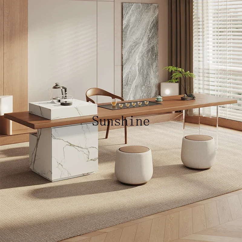 Light luxury modern solid wood living room office rock slab island tea table integrated
Light luxury modern solid wood living room office rock slab island tea table integrated