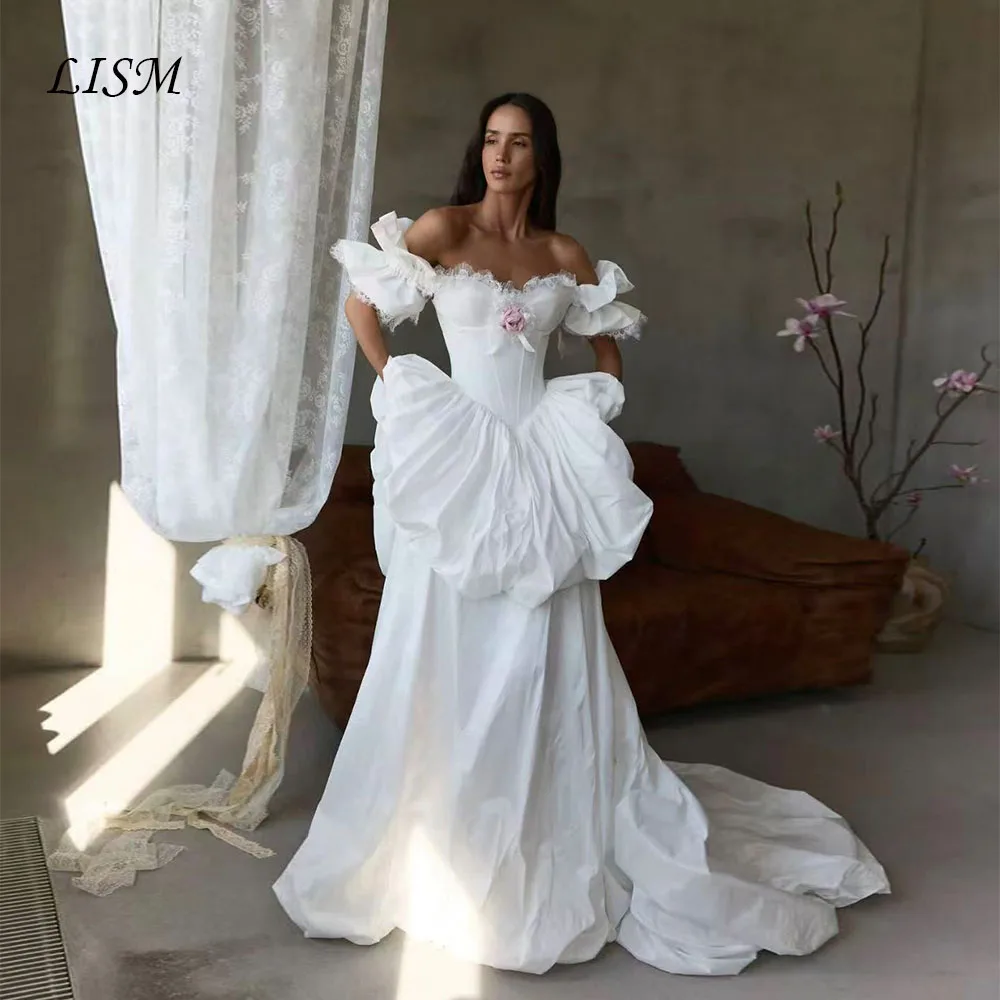 Lism Customized Princess Wedding Dress Sweetheart Bow Off Shoulder Detachable Tarin A-Line Bridal Gown Vestido De Novia 2026
Lism Customized Princess Wedding Dress Sweetheart Bow Off Shoulder Detachable Tarin A-Line Bridal Gown Vestido De Novia 2026